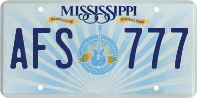 MS license plate AFS777