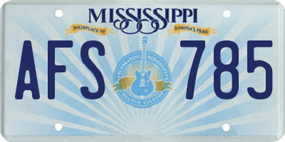 MS license plate AFS785