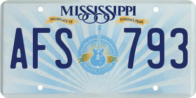 MS license plate AFS793