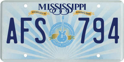 MS license plate AFS794