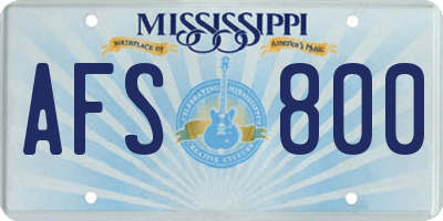 MS license plate AFS800