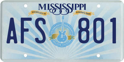 MS license plate AFS801