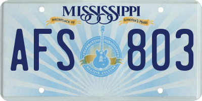 MS license plate AFS803