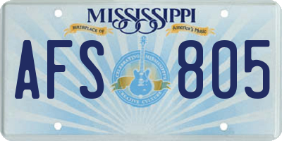 MS license plate AFS805