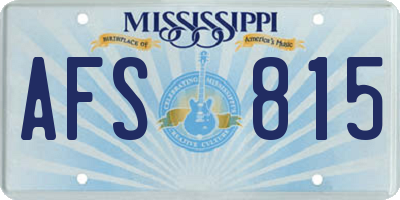 MS license plate AFS815