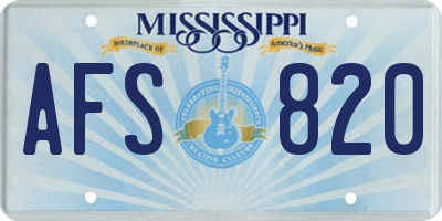 MS license plate AFS820