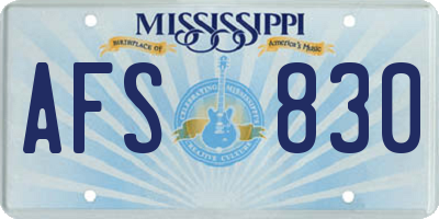 MS license plate AFS830