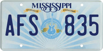 MS license plate AFS835