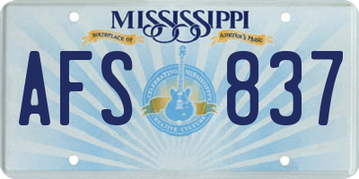 MS license plate AFS837