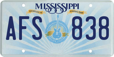 MS license plate AFS838