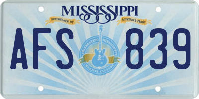 MS license plate AFS839