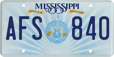 MS license plate AFS840