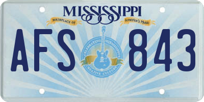 MS license plate AFS843