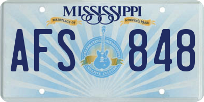 MS license plate AFS848
