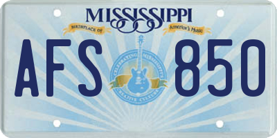 MS license plate AFS850