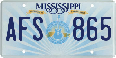 MS license plate AFS865