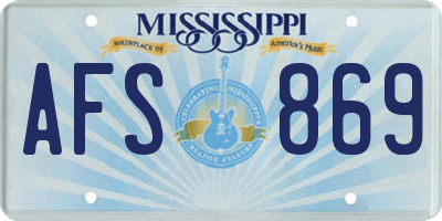 MS license plate AFS869