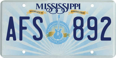 MS license plate AFS892