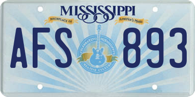 MS license plate AFS893