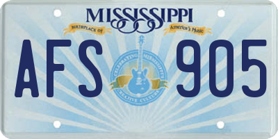 MS license plate AFS905