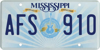 MS license plate AFS910