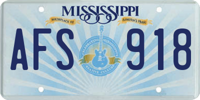 MS license plate AFS918
