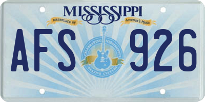 MS license plate AFS926