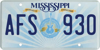 MS license plate AFS930