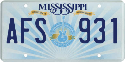MS license plate AFS931