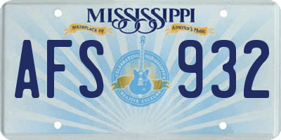 MS license plate AFS932