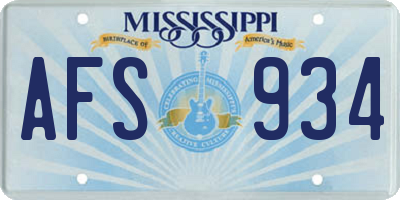 MS license plate AFS934