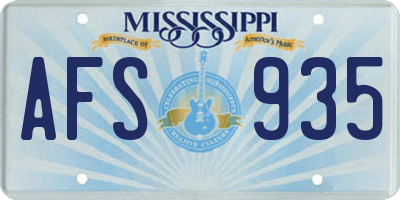 MS license plate AFS935