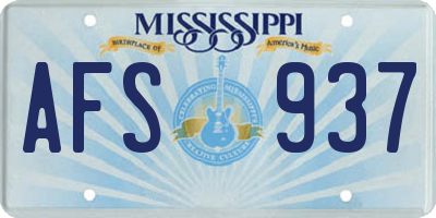 MS license plate AFS937