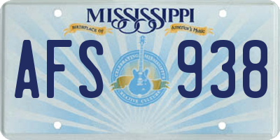 MS license plate AFS938