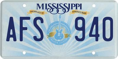 MS license plate AFS940