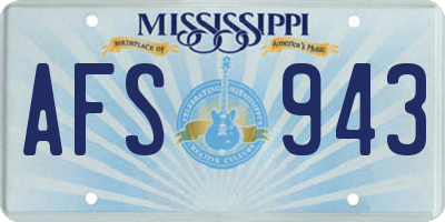 MS license plate AFS943