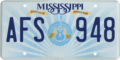 MS license plate AFS948