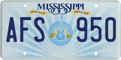 MS license plate AFS950