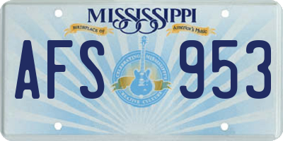 MS license plate AFS953