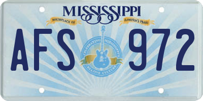 MS license plate AFS972