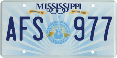 MS license plate AFS977