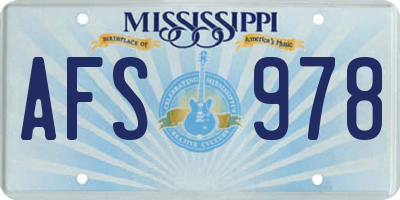 MS license plate AFS978