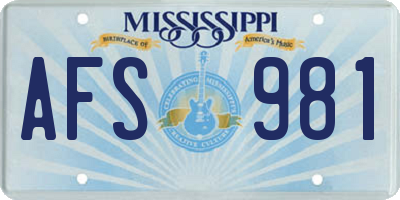 MS license plate AFS981
