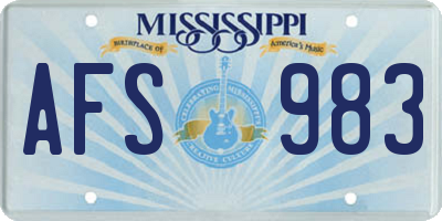 MS license plate AFS983