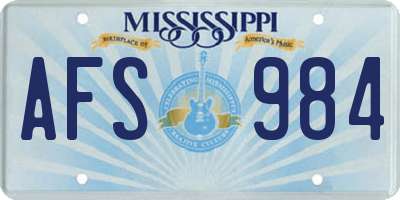 MS license plate AFS984