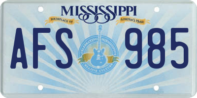 MS license plate AFS985