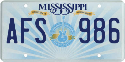 MS license plate AFS986