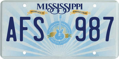 MS license plate AFS987