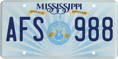 MS license plate AFS988