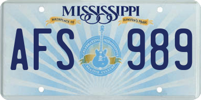 MS license plate AFS989
